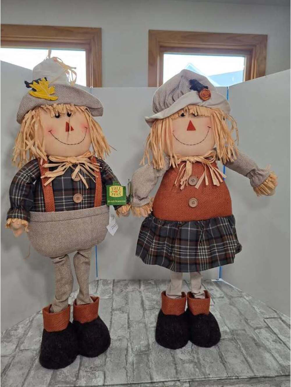 Lot of 2 New Indoor Scrarecrow Boy Girl Door Greeters